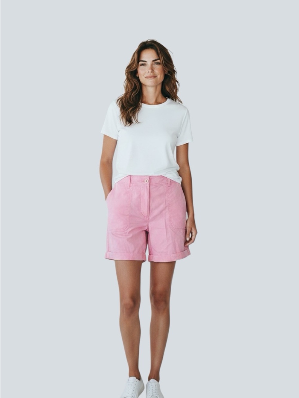 Talbots Women’s Size 8 Solid Pink Cuffed Bermuda Shorts